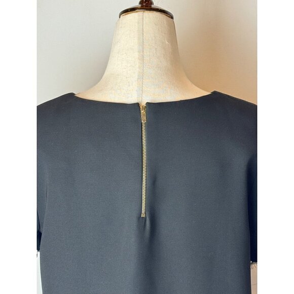 Sandro‎ Black Crew Neck Short Sleeve Lace Trim Exposed Zipper Blouse Size 0 - Picture 8 of 12